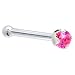 Jewelry : Solid 14KT White Gold 2mm Genuine Pink Sapphire Nose Bone - 20 Gauge