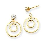 14k Double Circle Jacket CZ Stud Earrings - JewelryWeb