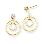 14k Double Circle Jacket CZ Stud Earrings - JewelryWeb