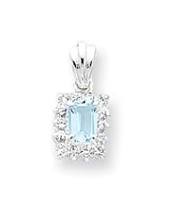 Sterling Silver Blue Topaz & CZ Pendant QC2936"