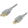 Manhattan 3 feet Hi-Speed USB 2.0 A/Male to B/Male Double shielded Translucent Silver Cable