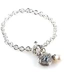 Anatoli Blue Topaz Heart Locket & Pearl Bracelet