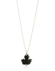 Leighelena "Enamel" Neck Small Leaf Grey Sterling Silver Chain, 18"