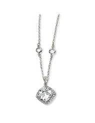 Cheryl M. Sterling Silver Rose Cut Square CZ 18in Necklace