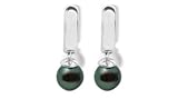14K white gold Hoop Black Akoya cultured pearl earring