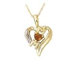 Citrine and Diamond Heart MOM Pendant