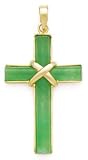 14k Gold & Green Jade Cross Pendant.
