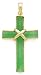 14k Gold & Green Jade Cross Pendant