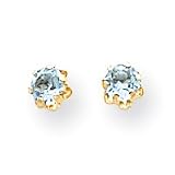 14k 4mm Synthetic Aquamarine (Mar) Screwback Earrings SE161