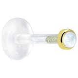 16 Gauge 1 4 Solid 14KT Yellow Gold 2mm Genuine Rainbow Moonstone Bioplast Tragus Earring Stud