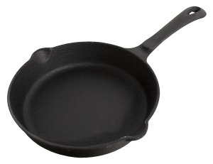 black-enameled cast iron skillet – 8″ dia.