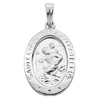 St. Christopher Medal in 14kt. White Gold by Fred Meyer Jewelers