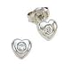 Diamond (.15 ctw) Heart Bezel Earrings in 14K White Gold