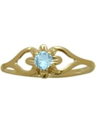 14 Karat Yellow Gold Genuine Blue Topaz Flower Solitaire Baby Ring