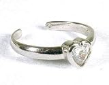 14k Heart Cubic Zirconia CZ White Toe Ring