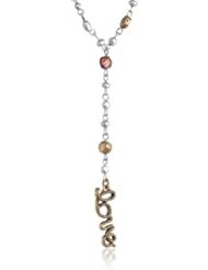 Lucky Brand Two-Tone Metal "Love" Rosary Necklace, 30"