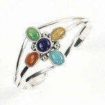 Barse Sterling Silver Multistone cross cuff bracelet
