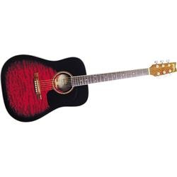 Washburn D10Q Full Size Acoustic Dreadnought Quilt Top Guitar - Sunburst