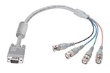 VGA Breakout Cable, DB9 Male / 4 BNC Male w/Ferrite, 6.0 ft, # Coax: 4