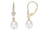 Cultured Freshwater Rice Pearl 14K Gold Heart Earrings
