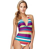 Halterneck Striped Swimsuit
