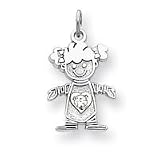 14k White Gold CZ April Girl Birthstone Charm
