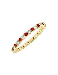 Ruby and Diamond Eternity Bangle : 14K Yellow Gold - 6.00 CT TGW