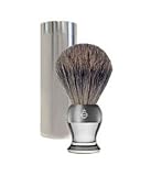 eShave - Travel Shave Brush Fine Badger with Canister ( Clear ) - B00111EQBQ