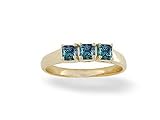 14K Yellow Gold Square Created Alexandrite 3-Stone Ring