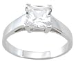 925 Sterling Silver Princess Cut Solitaire CZ Ring