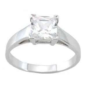925 Sterling Silver Princess Cut Solitaire CZ Ring- SIZE 5