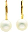 14K Gold 6.5-7mm Pearl Lever Back Earrings Jewelry