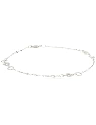 14k Two Tone Gold or White Gold Star Italian Anklet, 9.5"