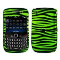 GREEN WITH BLACK ZEBRA STRIP SNAP ON HARD SKIN SHELL PROTECTOR COVER CASE FOR BLACKBERRY CURVE 8520 8530 + BELT CLIP