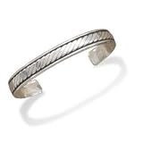 Oxidized Men's Sterling Silver Cuff Bracelet With Rope Design