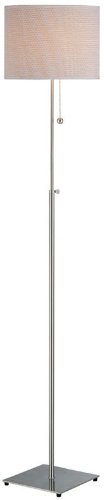 Lite Source LS-8727PS/RATT Mikka II Adjustable Floor Lamp, Polished Steel with Rattan Shade