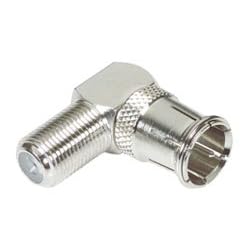 Coaxial Adapter, F Female F Male, Push On, 90 Degrees by L-com