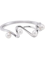 Sterling Silver 7.5-9mm/06.25 Inch Freshwater Cultured Pearl Bangle Bracelet