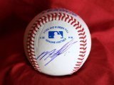 Moneyball Miguel Tejada Autographed ROLB Baseball, Oakland Athletics, Houston Astros, Proof Photo of Miguel Signing for Us.