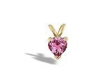 14K Yellow Gold Genuine Heart Pink Tourmaline Pendant