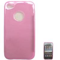 Pink Soft Crystal Skin Gel Cover Case for Apple Iphone 4 4g + Lcd Screen Guard + in Blister Retail Package