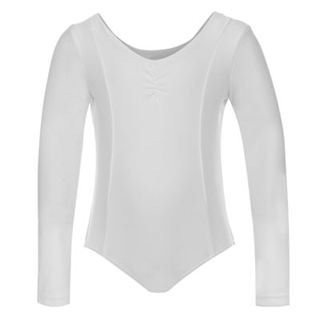 LA Gear Dance Long Sleeved Leotard Infant Girls White 5-6 Yrs