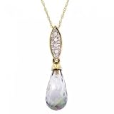 Gold Pendant Necklace Briolette Mystic Topaz Diamond