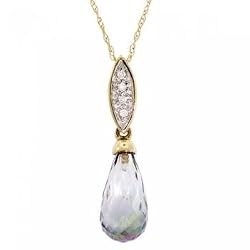 Gold Pendant Necklace Briolette Mystic Topaz Diamond