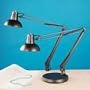 Electrix Illumination 2245-BK Architect's incandescent swing arm clamp-on lamp, 45 reach, metal shade, black