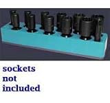 3/8 In Drive Swivel / Impact Metric Socket Organizer w/ Magnetic Base - Neon Blue
