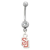 Syracuse University Orangemen 316L Stainless Steel Belly Ring with Cubic Zirconia - 14G - 5/8 Inch Bar Length - Sold Individually