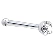 Solid 14KT White Gold 2mm Clear Cubic Zirconia Nose Bone - 20 Gauge