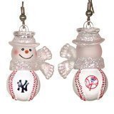 New York Yankees Set of 1" Snowman Baseball Earrings - MLB Baseball
