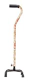 Drive Medical Designer Series Small Base Quad Cane with Comfortable Foam Rubber Hand Grip, Floral Design, Small Base